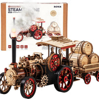 ROKR 3D Puzzle for Adults 469pcs Electric Vintage Car Steam Engine Model Kits, Mechanical Wooden Assembly Puzzles Vehicle DIY Hobbies Christmas Gifts for Men Women