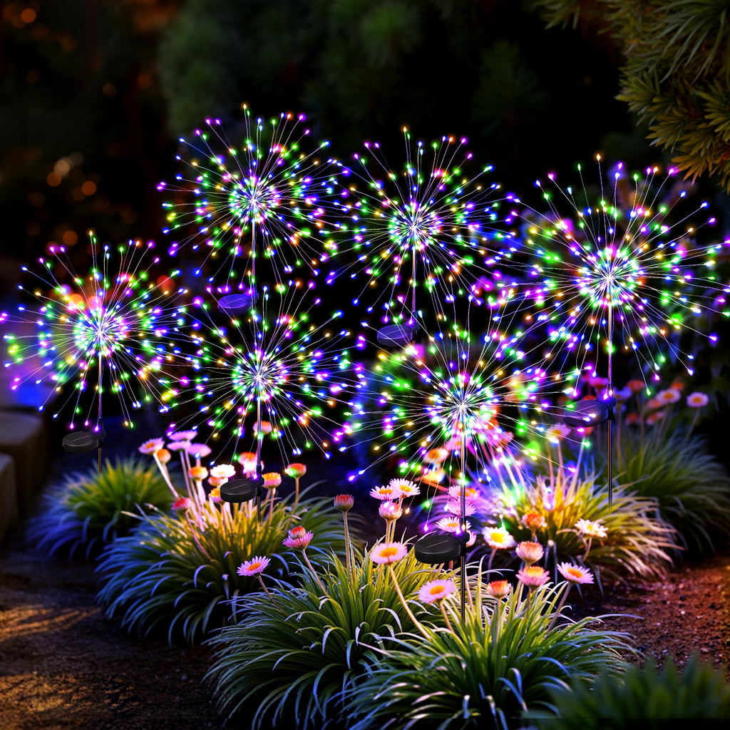 SUNCKET 6Pack Solar Lights Outdoor, Multicolor Firework Lights
