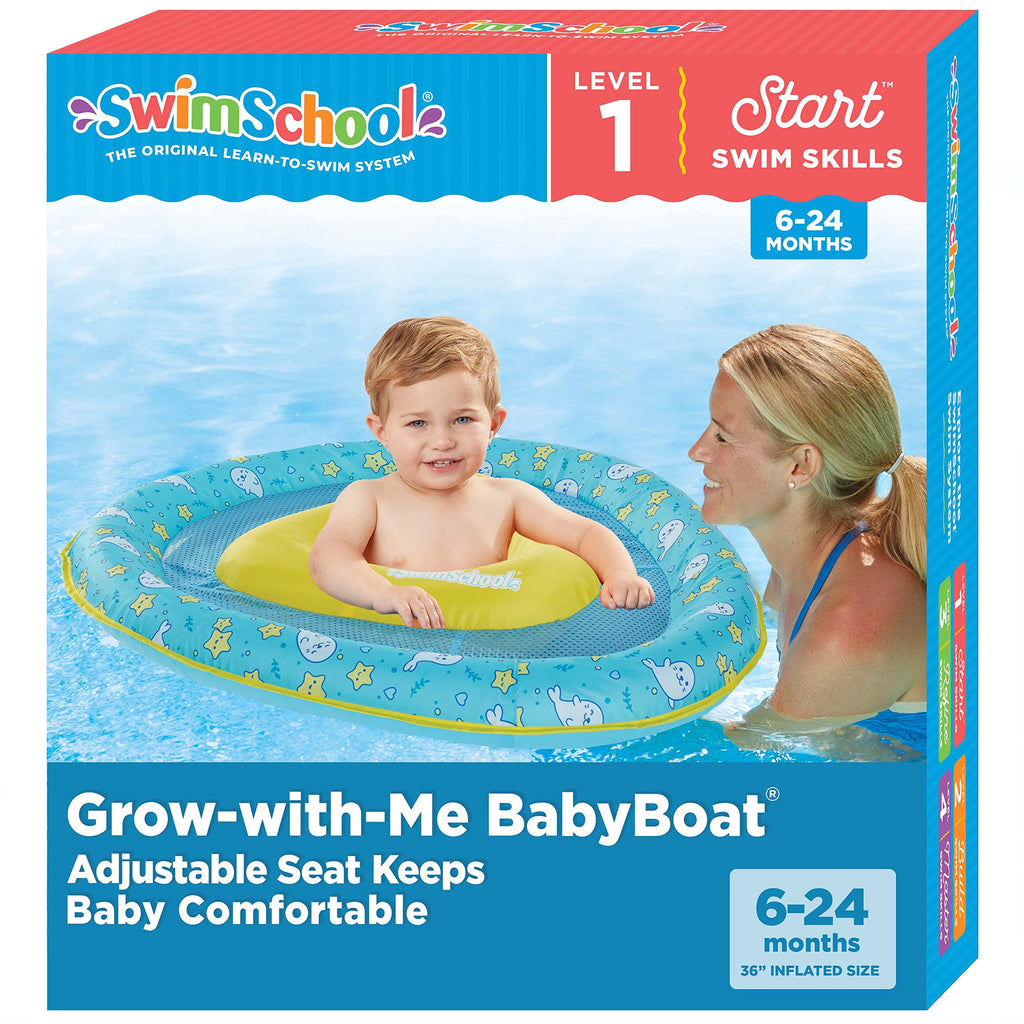 SwimSchool Lil’ Otter Baby Pool Float - 6-24 Months - Infant Swim Float with Splash & Play Activity Center and Safety Seat - Blue