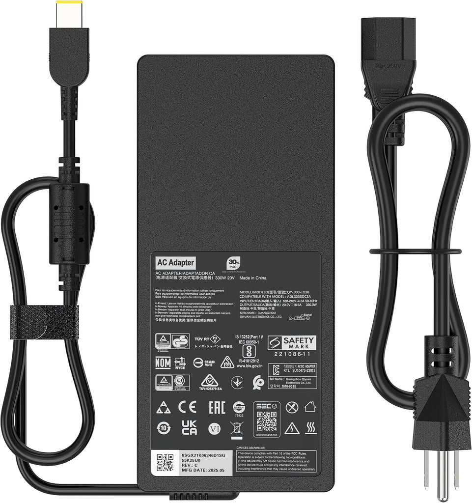330W Slim Charger Compatible with Lenovo Legion 9 9i Pro 7 7i Pro 5 5i Gen 8 9 16IRX9H 16IRX8H 16ARX8H 16IRX9 16IRX8 Gaming AC Adapter, RTX 4090 4080 4070 Power Supply