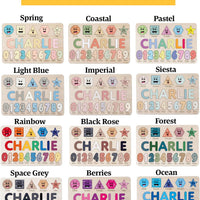 Zuzu Puzzle Personalized Name Puzzle for Toddlers 1-3 with Numbers and Shapes, Handmade Learning Toy, CPC Certified, Keepsake Nursery Decor, for 1st Birthday