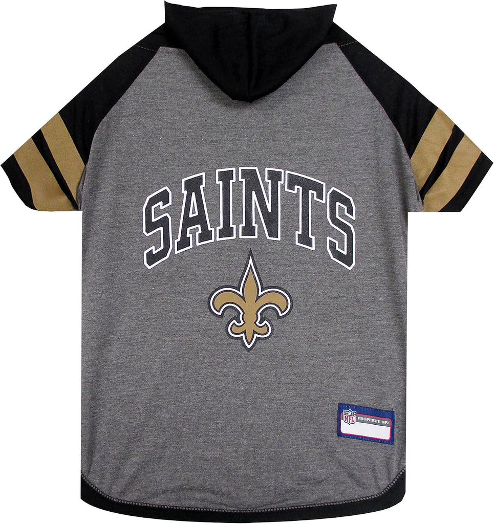 Pets First NFL New Orleans Saints Hoodie for Dogs & Cats. | NFL Football Licensed Dog Hoody Tee Shirt, Small | Sports Hoody T-Shirt for Pets | Licensed Sporty Dog Shirt