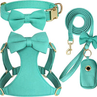 Beirui Cute Small Dog Harness Collar and Leash Set, Green,XS,Chest 13-28"