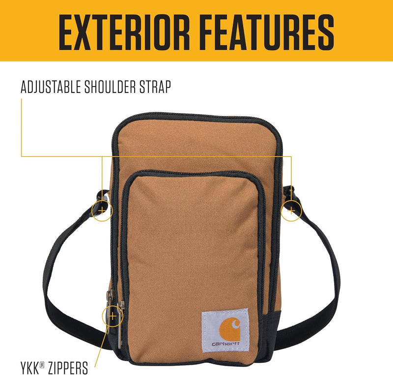 Carhartt Crossbody Zip Bag, Durable, Adjustable Crossbody Bag with Zipper Closure for Men and Women, Carhartt Brown