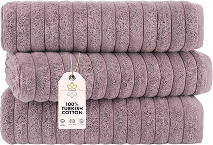 Classic Turkish Towels CTT - Luxury 3 Piece Jumbo Bath Sheets, 100% Turkish Cotton, Absorbent & Ultra Comfy Bath Towel Sheets for Hotels & Spa | 40