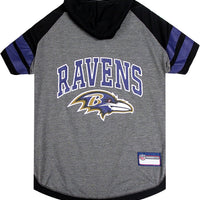 NFL BALTIMORE RAVENS HOODIE for DOGS & CATS. | NFL FOOTBALL licensed DOG HOODY Tee Shirt, Large| Sports HOODY T-Shirt for Pets | Licensed Sporty Dog Shirt.