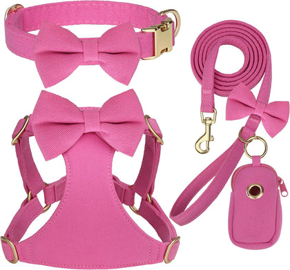 Beirui Cute Small Dog Harness Collar and Leash Set, Rose,XXS,Chest 12-14