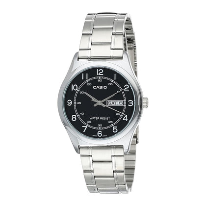 Reloj Casio para hombre de acero inoxidable, esfera negra y función de fecha, modelo MTP-V006D-1B2, diseño casual