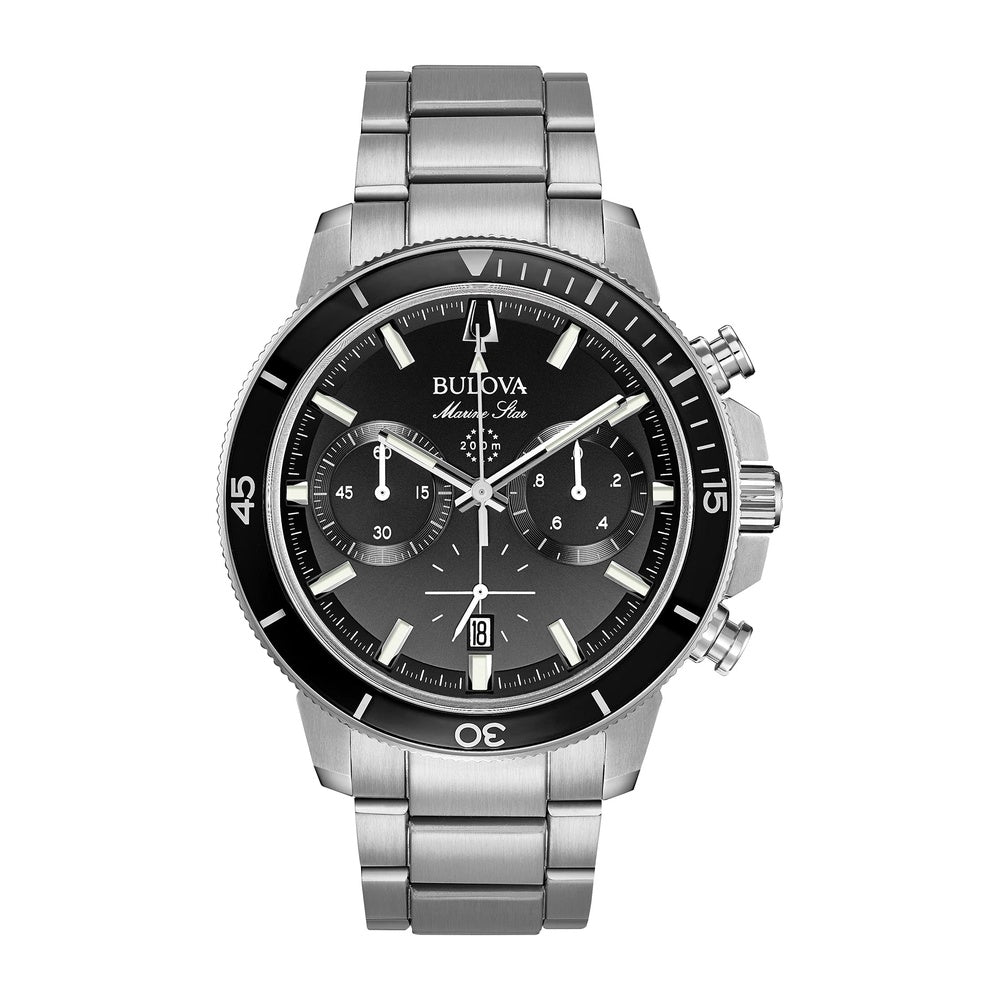 Bulova Marine Star Series C Reloj de Cuarzo Cronógrafo para Hombre con Esfera Negra y Acero Inoxidable