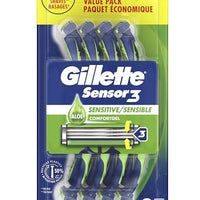 Gillette Sensor3 Sensitive Disposable Razors for Men, Enhanced Lubrastrip Glides Easily Over Your Skin, 8 Count (Pack of 2)