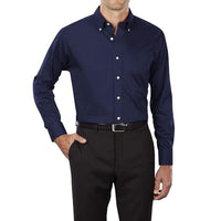 Van Heusen mens Regular Fit Twill Solid Button Down Collar Dress Shirt, Navy, Large US