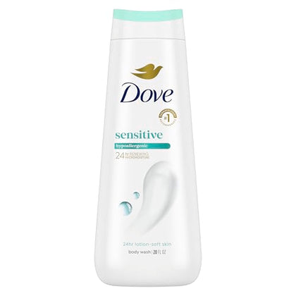 Dove Body Wash Sensitive Skin For 24hr Lotion-Soft Moisturizing Cleanser Gentle Hypoallergenic Formula with No Sulfates