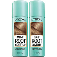 L'Oreal Paris Magic Root Cover Up Gray Hair Spray, 100% Gray Hair Coverage with Buildable, Lightweight, Transfer-Resistant, and Temporary Formula, Ammonia-Free, Dark Blonde, 2 oz (2 Count)