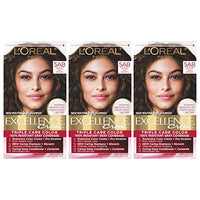 L'Oreal Paris Excellence Creme Permanent Hair Color, 5AB Mocha Ash Brown, 100 percent Gray Coverage Hair Dye, Pack of 3