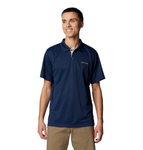 Columbia Mens Utilizer Short Sleeve Polo, Collegiate Navy, Large