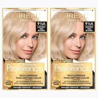 L'Oreal Paris Superior Preference Luminous Fade-Defying Permanent Hair Color, Hair Dye For Up to 9 Weeks of Radiance, Lightest Ash Blonde 9.5A, 1 Hair Dye Kit (Pack of 2)