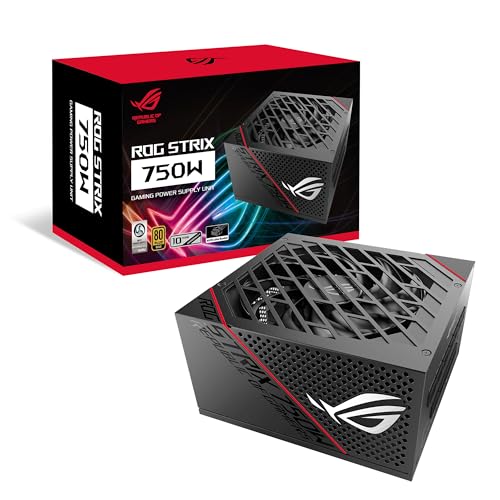 ASUS ROG Strix 750 Fully Modular 80 Plus Gold 750W ATX Power Supply with 0dB Axial Tech Fan and 10 Year Warranty