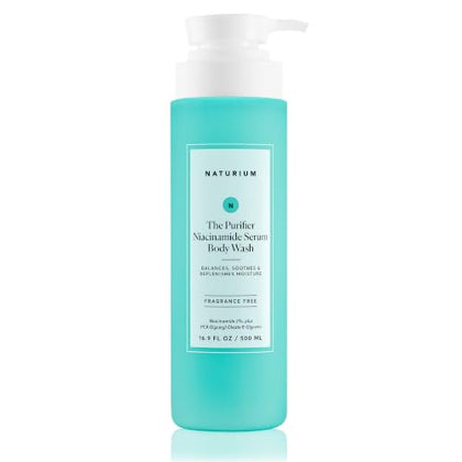 Naturium The Purifier Niacinamide Serum Body Wash, Cleansing & Hydrating Gel-Serum, Dermatologist Tested, Paraben & Cruelty Free, 16.9 oz