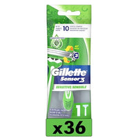 Gillette Sensor3 Sensitive Men's Disposable Razor, 1 Razor - Case of 36