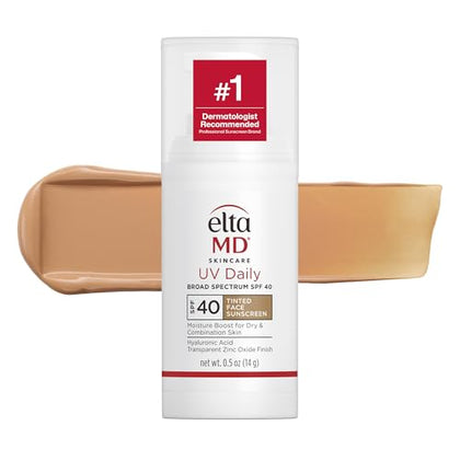 EltaMD UV Daily Tinted Face Sunscreen Moisturizer, SPF 40, 0.5 oz