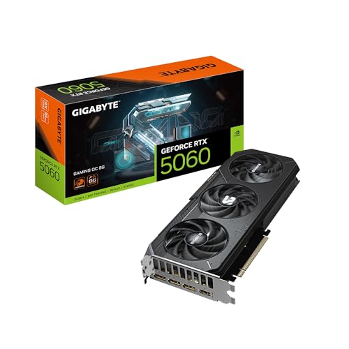 GIGABYTE GeForce RTX 5060 Gaming OC 8G Graphics Card,8GB 128-bit GDDR7, PCIe 5.0, WINDFORCE Cooling System,Made by NVIDIA,DisplayPort & HDMI - Video Output Interface, GV-N5060GAMING OC-8GD Video Card