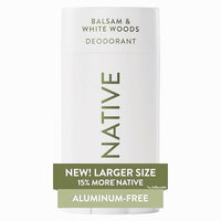 Native Aluminum Free Deodorant, Balsam & White Woods, Large Size Stick, 72 Hour Odor Control, for Women & Men, Contains