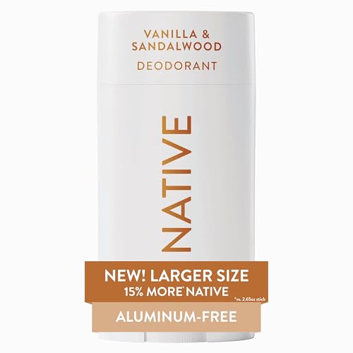 Native Aluminum Free Deodorant, Vanilla & Sandalwood, Large Size Stick, 72 Hour Odor Control, for Women & Men, Contains
