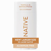 Native Aluminum Free Deodorant, Vanilla & Sandalwood, Large Size Stick, 72 Hour Odor Control, for Women & Men, Contains