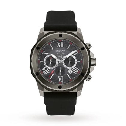 Bulova Marine Star 98B259 - Esfera Gris, Correa de Goma 44mm