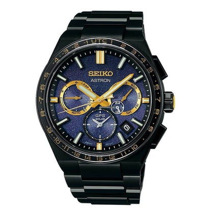 Seiko Astron GPS Solar Cronógrafo SSH145 Titanio Negro y Dorado