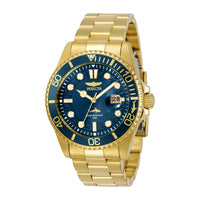 Reloj de Cuarzo Invicta Pro Diver para hombre, diseño dorado, acero inoxidable, esfera azul y resistente al agua