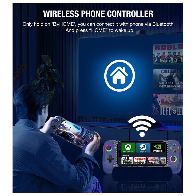 Gamtoure Wireless Controller con Joysticks Hall Effect, diseño ergonómico y RGB para iPhone/Android, ideal para juegos en la nube
