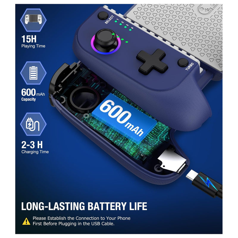 Gamtoure Wireless Controller con Joysticks Hall Effect, diseño ergonómico y RGB para iPhone/Android, ideal para juegos en la nube