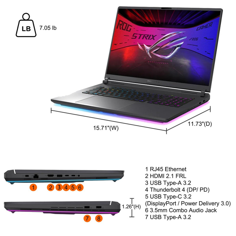 Asus Rog Strix G18 G815 18" Intel 24-Core Ultra 9 275Hx 64Gb Ram 2Tb Ssd Geforce Rtx 5060 Rgb Teclado