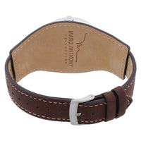 Bulova Men's Watch Marc Anthony Quartz Blue Dial Brown Leather Strap 96A313