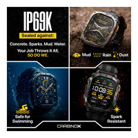 CARBINOX Edge Smart Watch Rugged con AMOLED, acero inoxidable, resistencia IP69K/5ATM, rastreadores de fitness, GNSS