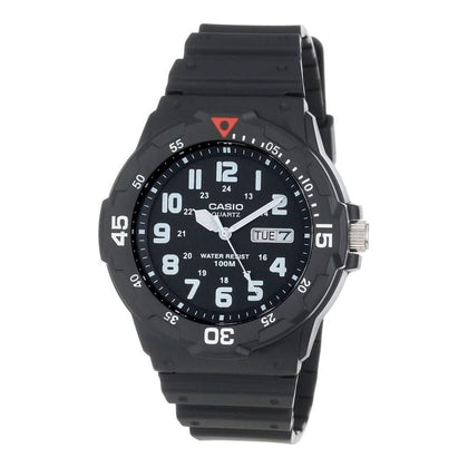 Reloj analógico unisex Casio MRW200H con caja de acero inoxidable, correa de resina, pantalla de fecha y batería de 3 años