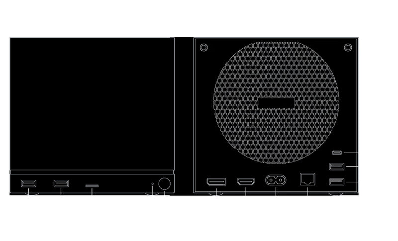 Valve Steam Machine - puertos frente y reverso
