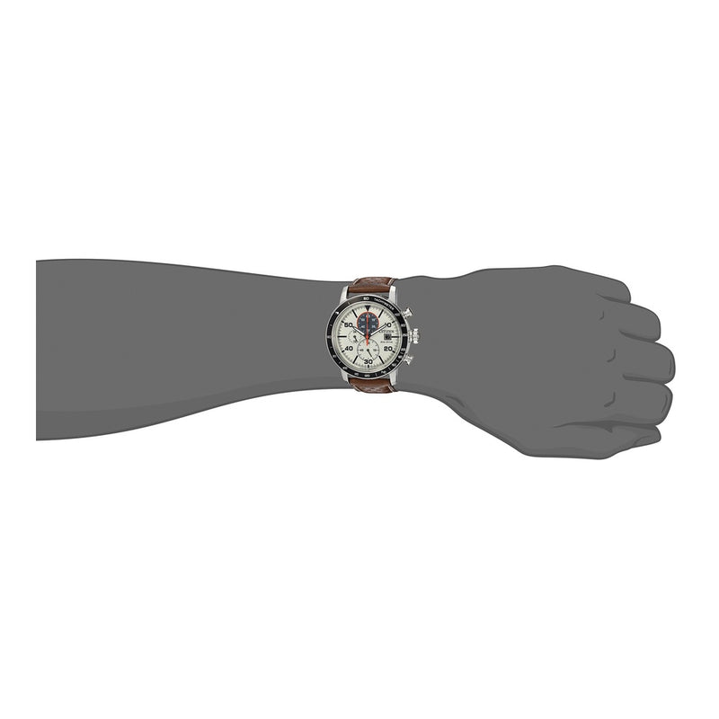 Reloj Citizen Eco-Drive Weekender Brycen cronógrafo con caja de acero inoxidable y correa de cuero marrón