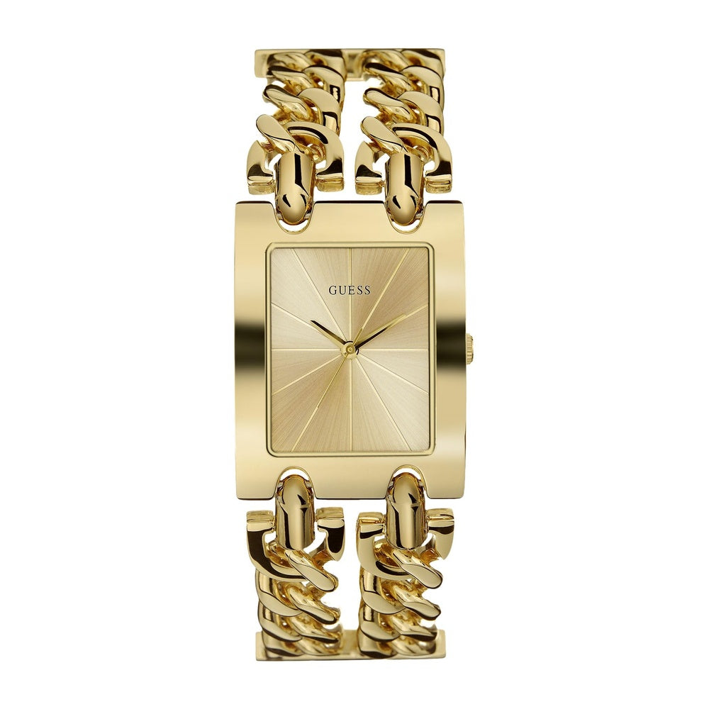 GUESS Reloj de pulsera multicadena 37 mm para mujer en tono plateado con dial dorado