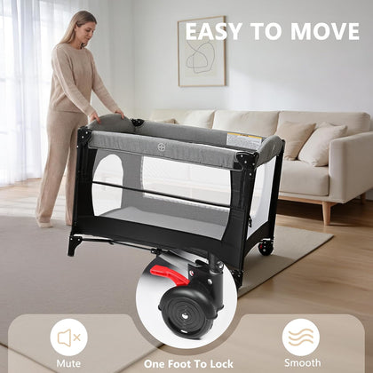 Kinder King 4 in 1 Playard Portatil Gris Oscuro