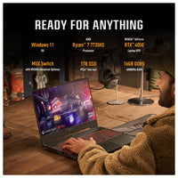 ASUS TUF Gaming A15 (2023) Laptop Para Juegos, 15.6 Pulgadas FHD 144Hz, RTX 4050, Ryzen 7 7735HS, 16GB DDR5, 1TB SSD, Wi-Fi 6E, Windows 11