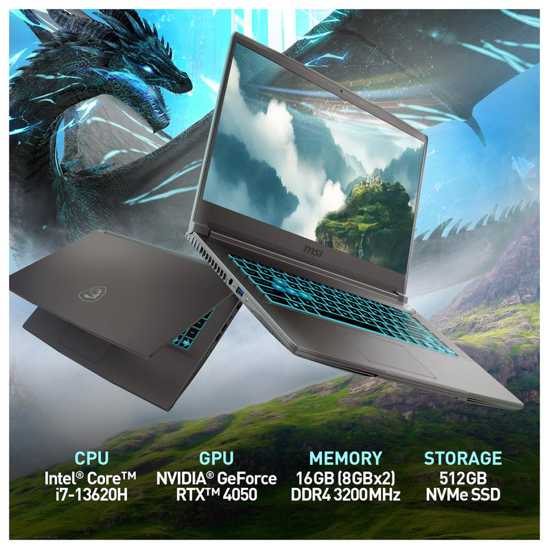 Msi Thin 15 Laptop Negro B13VE-2678US Intel Core I7, RTX 4050, 16GB Ram, 512GB SSD, WiFi 6E, Win 11, 144Hz