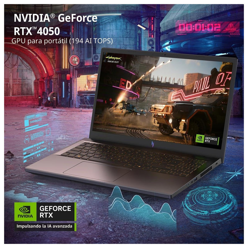 Acer Nitro V Laptop Para Juegos Con Intel Core I7-13620H, GPU NVIDIA RTX 4050, Pantalla FHD IPS De Alta Frecuencia, 16GB RAM, SSD 1TB