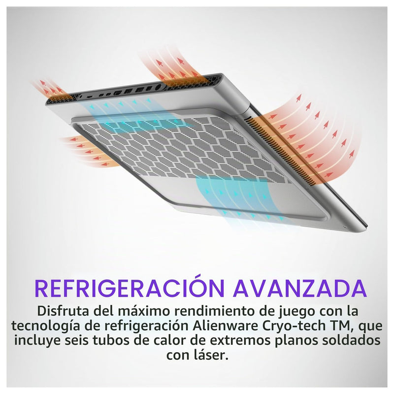Alienware Gaming Laptop X16 R2, QHD+ Pantalla, Core i9, 32GB RAM, 1TB SSD, RTX 4080, Win 11, Plata Lunar