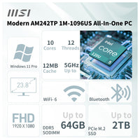 MSI Escritorio Todo en Uno de Negocios Moderno con Pantalla Táctil FHD, Intel Core i5, 16GB DDR5, SSD 1TB, Wi-Fi 6E y Webcam FHD