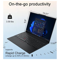 Lenovo Thinkpad 16" Ultraslim Laptop, Intel Core Ultra 7, 16GB RAM, 512GB SSD, Windows 11 Pro, Lector De Huellas, Negro