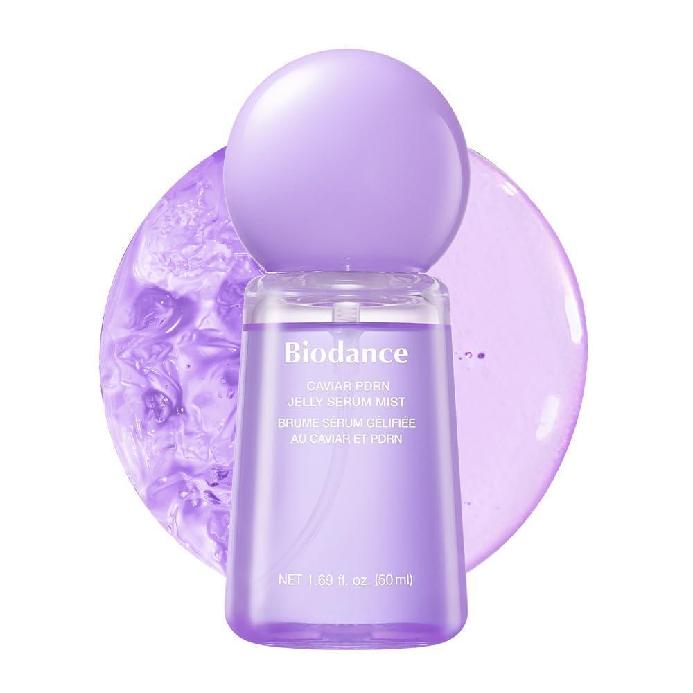 BIODANCE Caviar PDRN Jelly Serum Mist, spray facial hidratante y revitalizante, esencial de viaje para cuidado de la piel