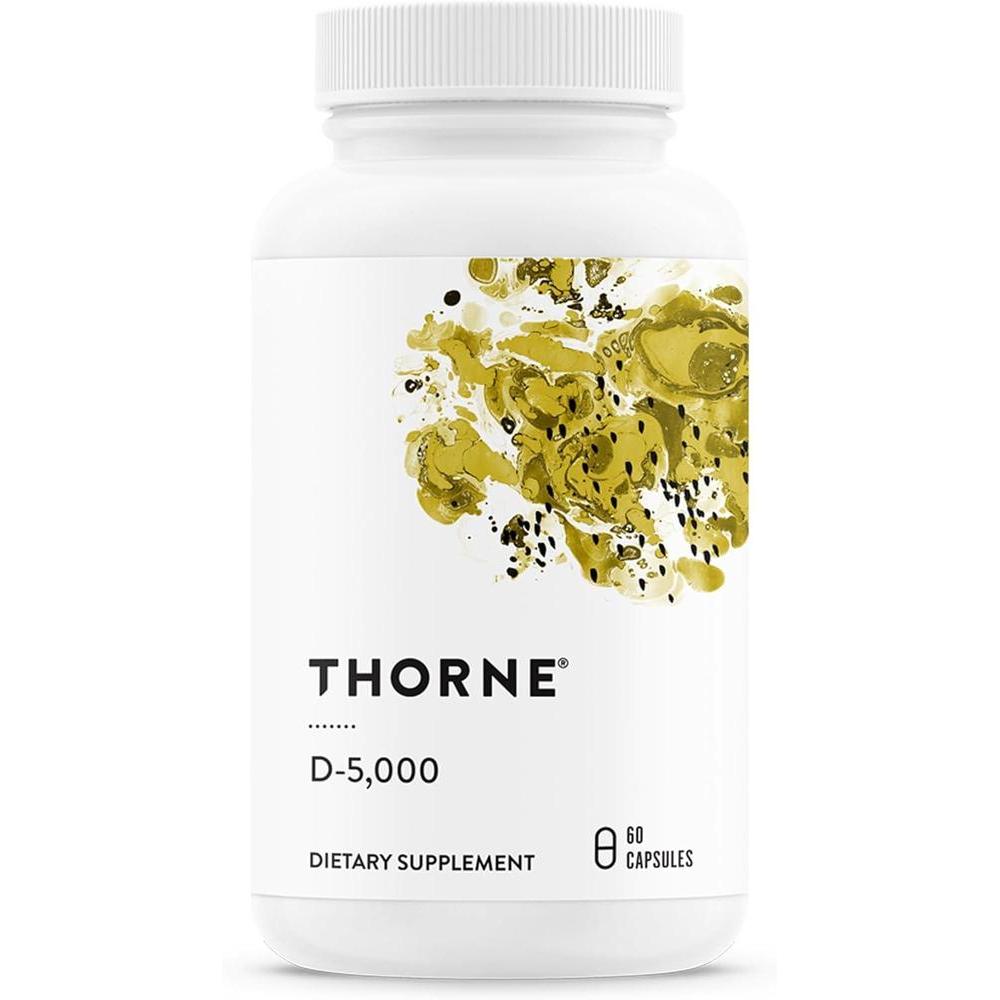 Vitamina D3 THORNE suplemento salud oseo e inmune sin gluten, lácteos o soja certificado NSF deporte 60 cápsulas