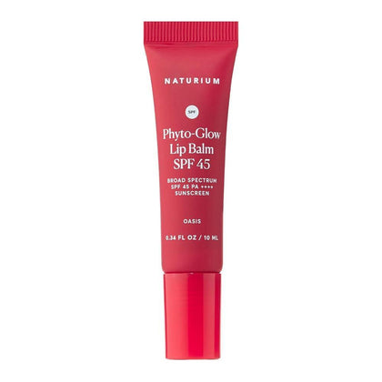 Bálsamo labial Naturium Phyto-Glow con SPF 45, protector solar con brillo tintado y nutrición botánica